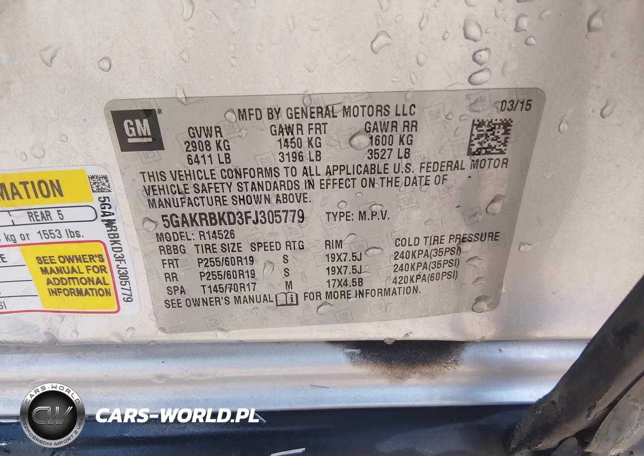2015 Buick Enclave Leather VIN:5GAKRBKD3FJ305779 - 9
