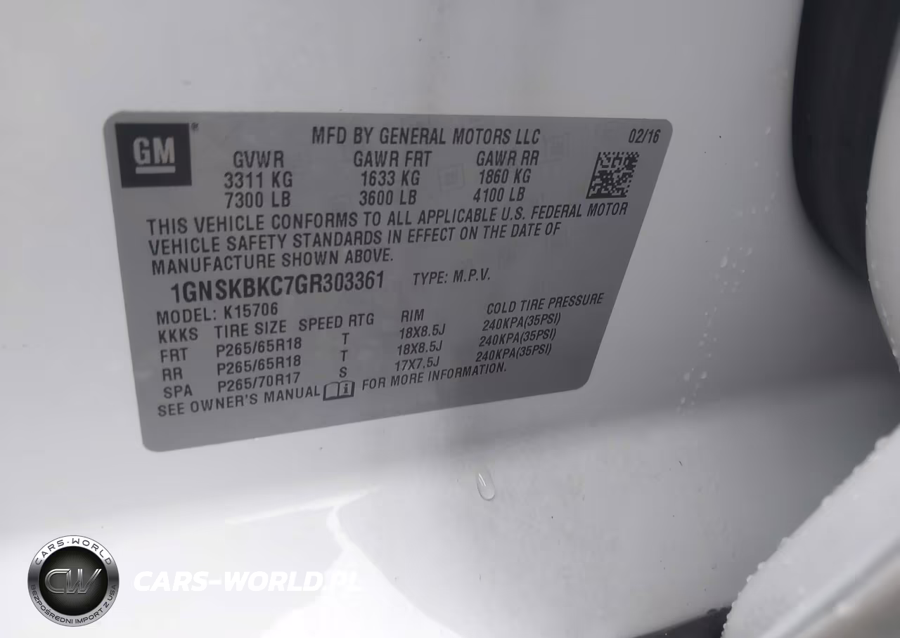 2016 Chevrolet Tahoe Lt VIN:1GNSKBKC7GR303361 - 9