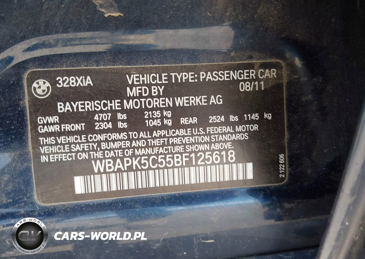 2011 BMW 328I xDrive VIN:WBAPK5C55BF125618 - 9