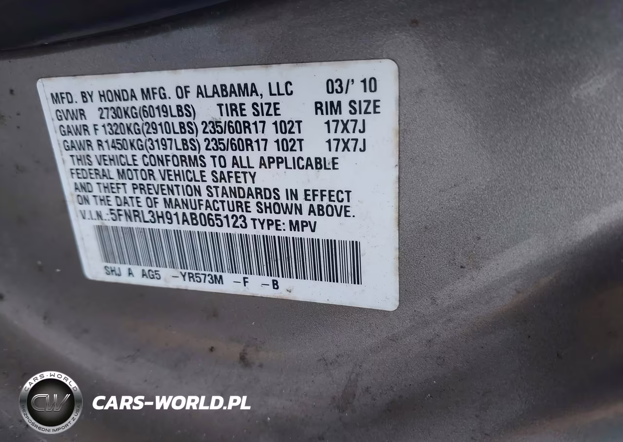 2010 Honda Odyssey Touring VIN:5FNRL3H91AB065123 - 9