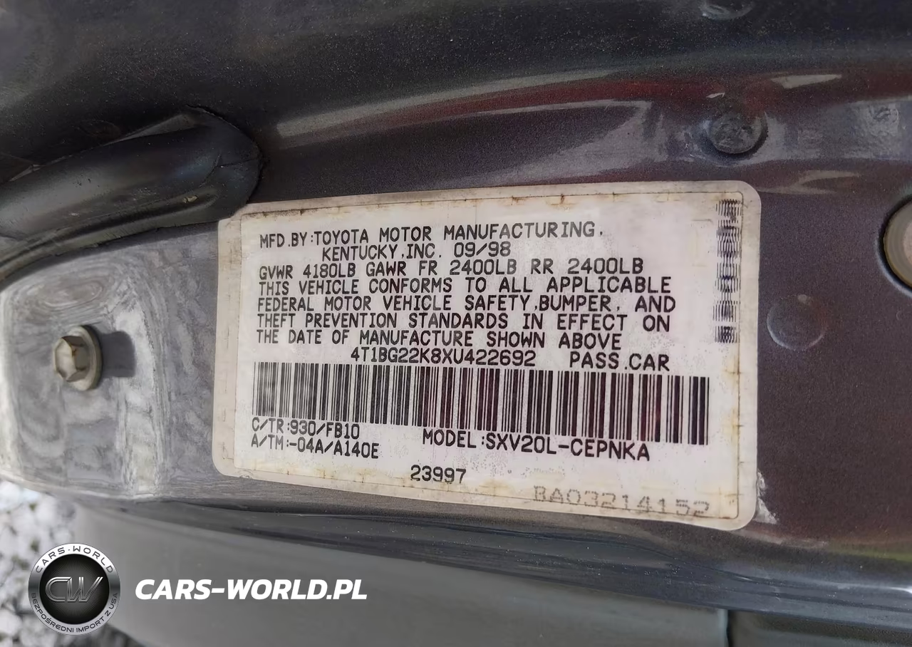 1999 Toyota Camry Le VIN:4T1BG22K8XU422692 - 9