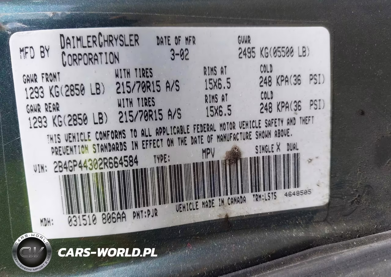 2002 Dodge Grand Caravan Sport VIN:2B4GP44302R664584 - 9
