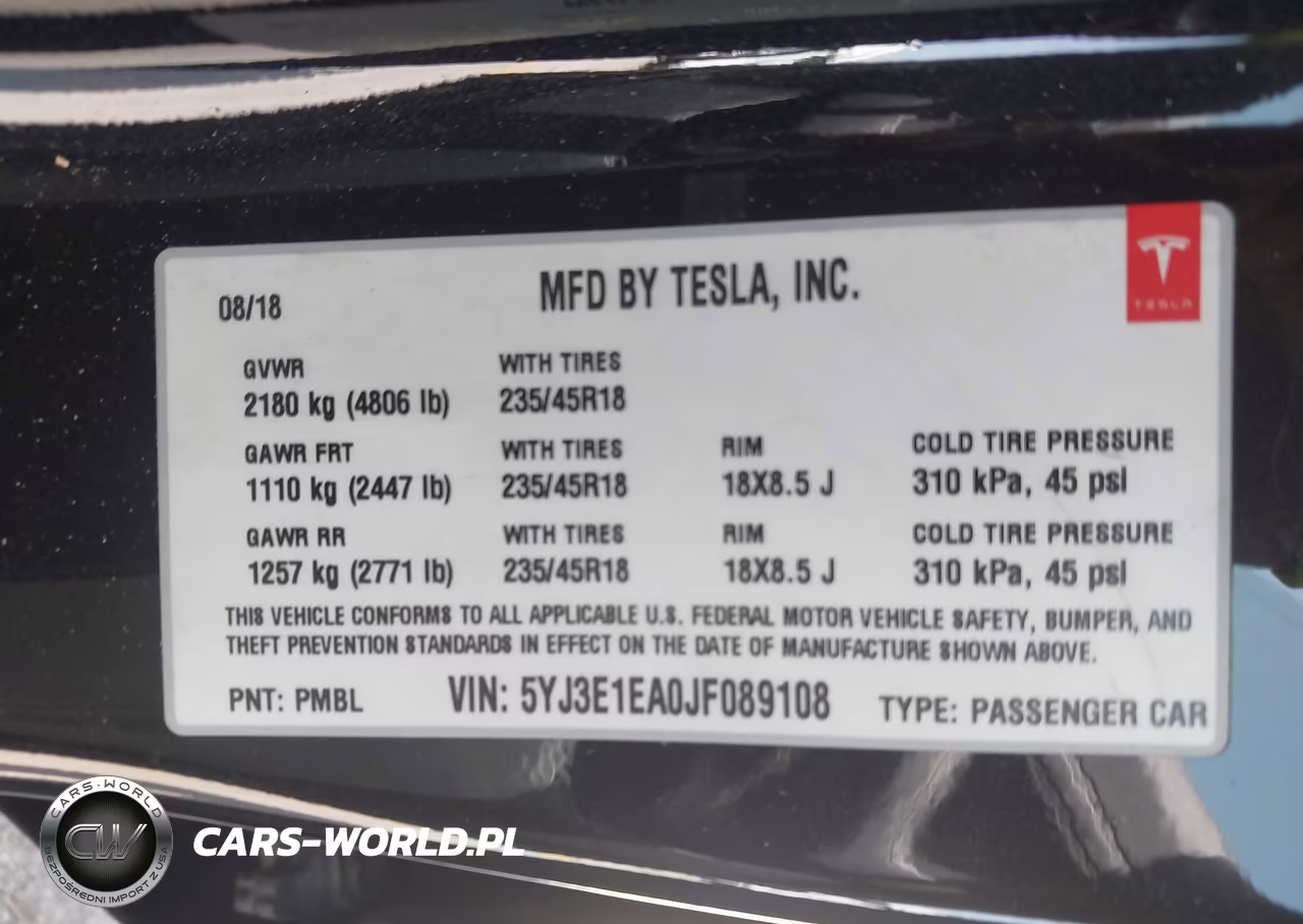 2018 Tesla Model 3 Long Range-Mid Range VIN:5YJ3E1EA0JF089108 - 9