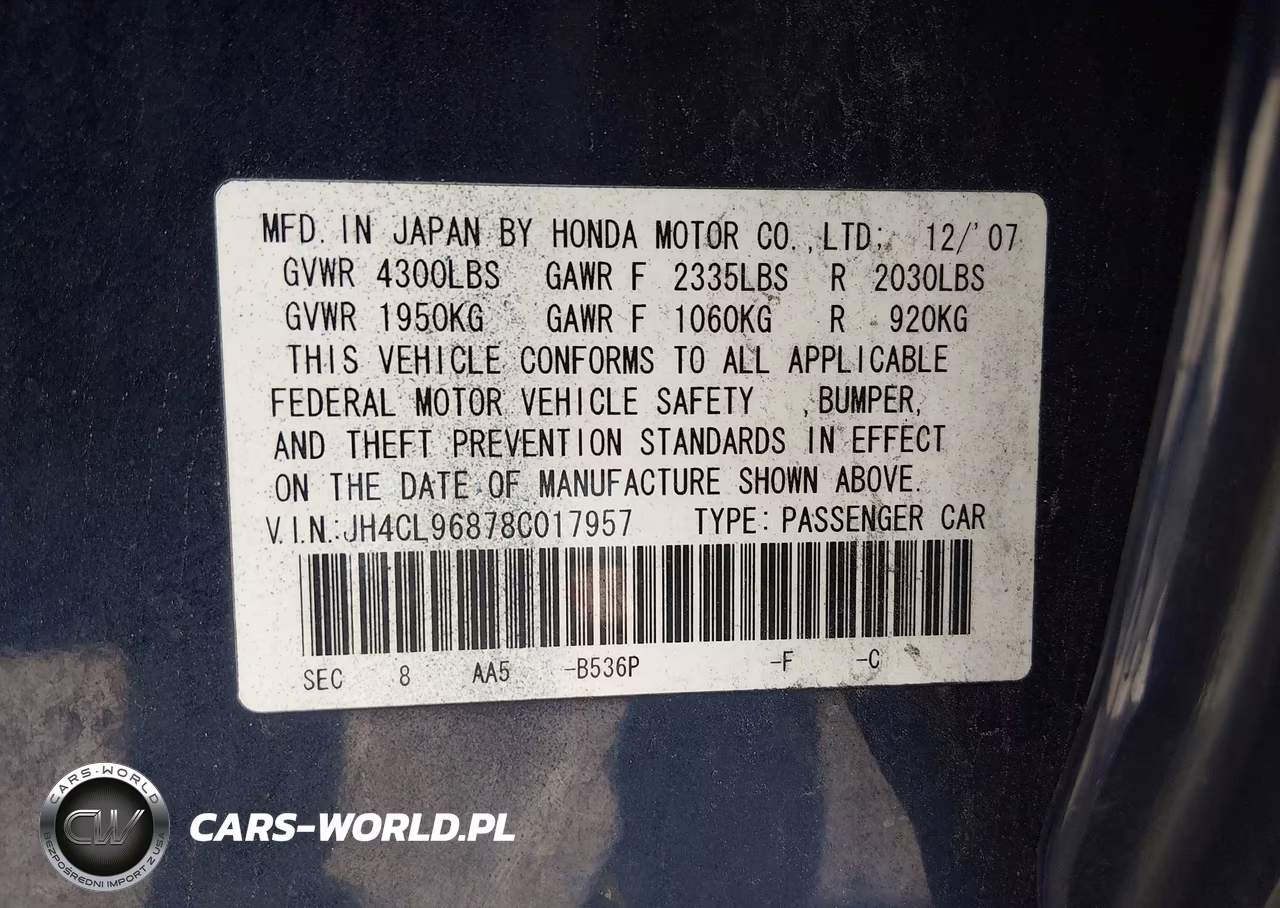 2008 Acura Tsx VIN:JH4CL96878C017957 - 9