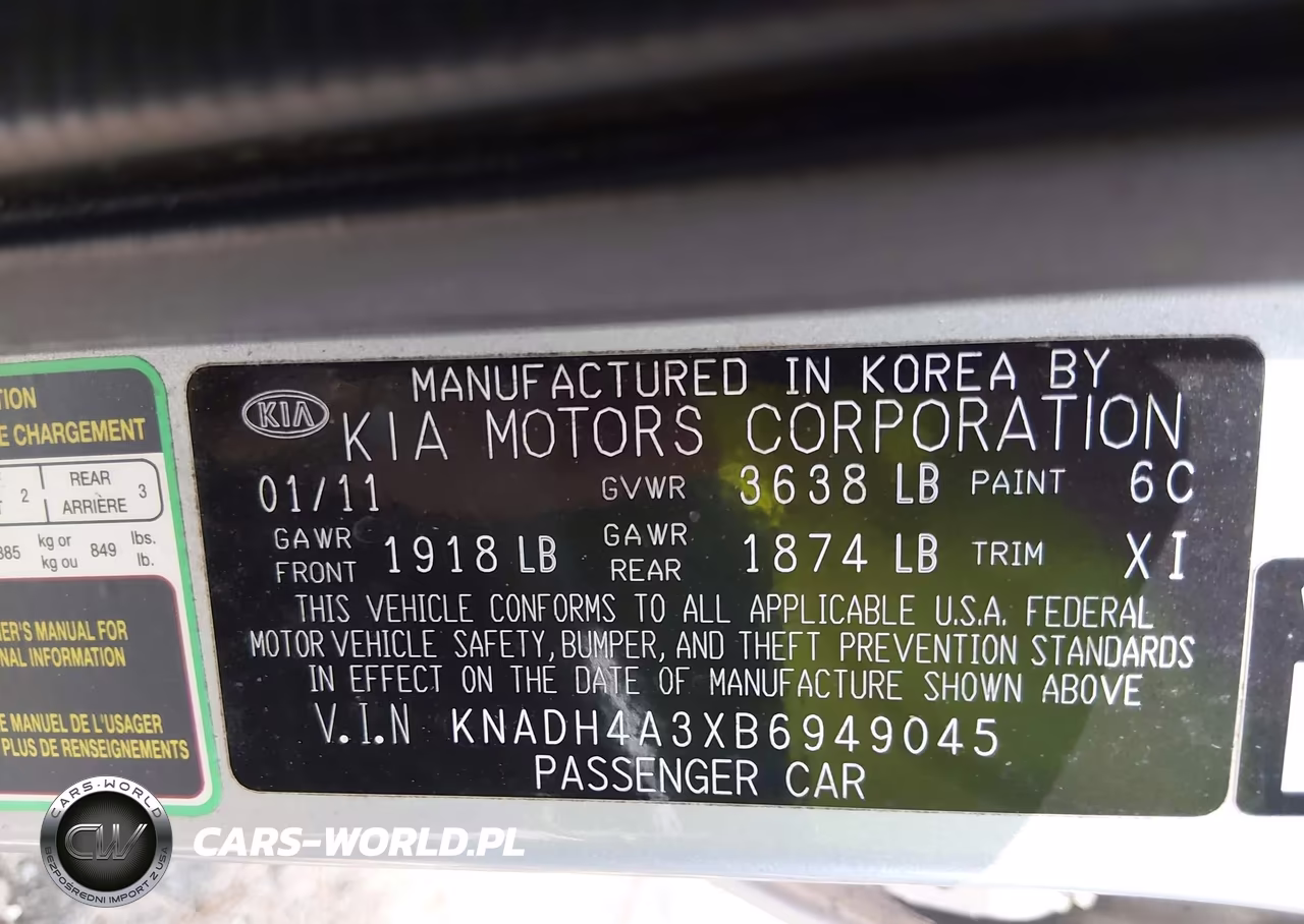 2011 Kia Rio Lx VIN:KNADH4A3XB6949045 - 9