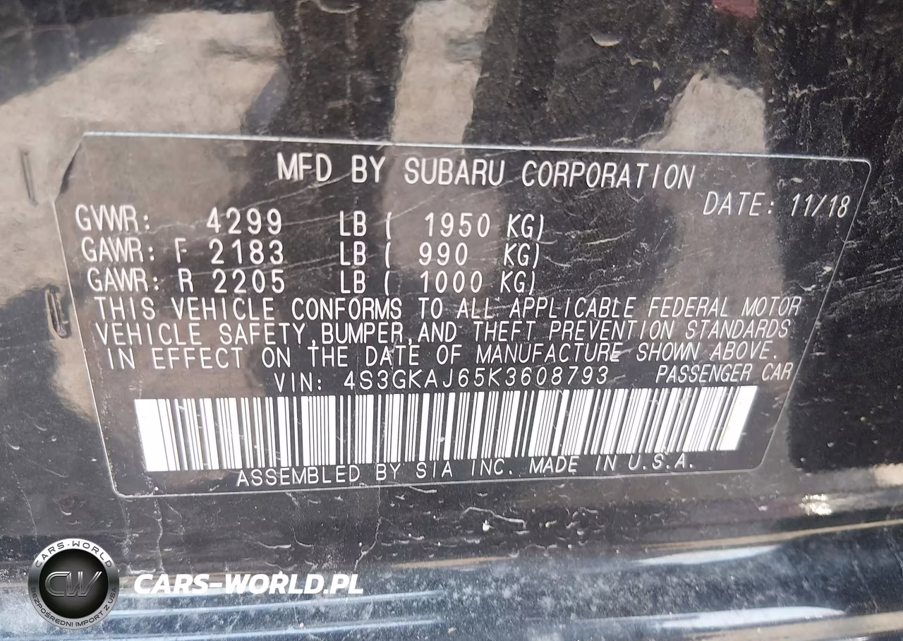 2019 Subaru Impreza 2.0I Sport VIN:4S3GKAJ65K3608793 - 9