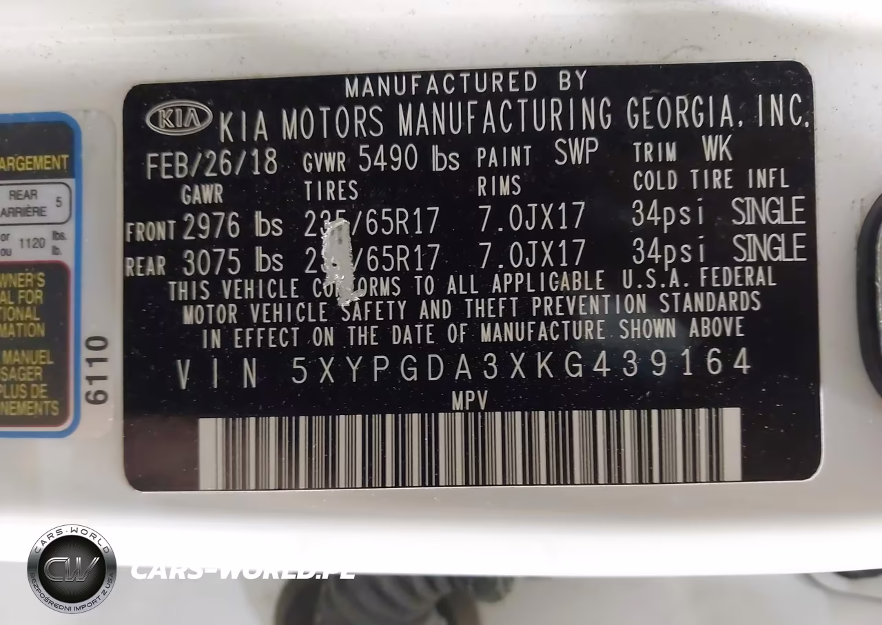 2019 Kia Sorento 2.4L Lx VIN:5XYPGDA3XKG439164 - 9