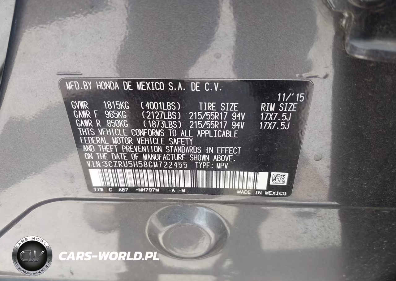2016 Honda Hr-V Ex VIN:3CZRU5H58GM722455 - 9