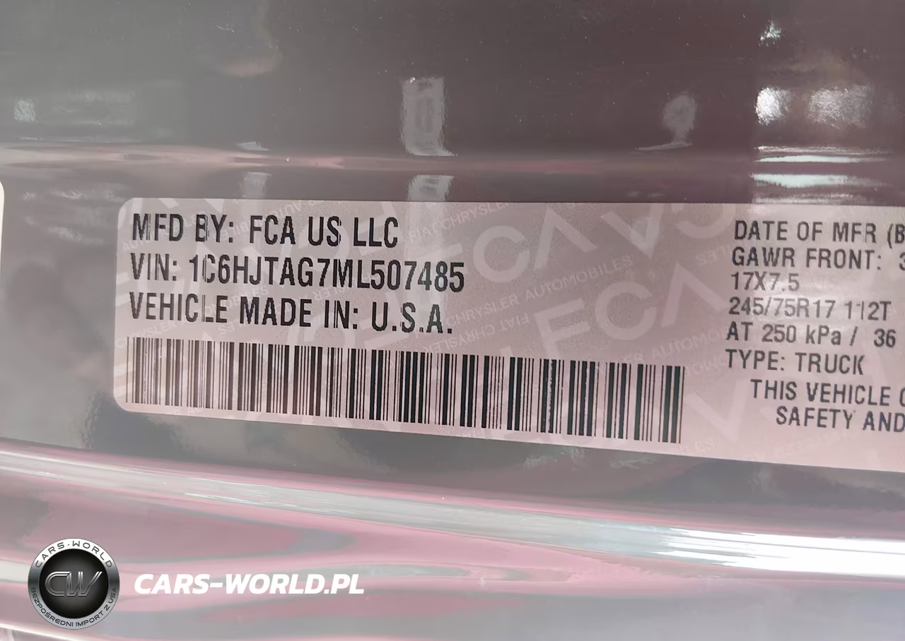 2021 Jeep Gladiator Sport S 4X4 VIN:1C6HJTAG7ML507485 - 9