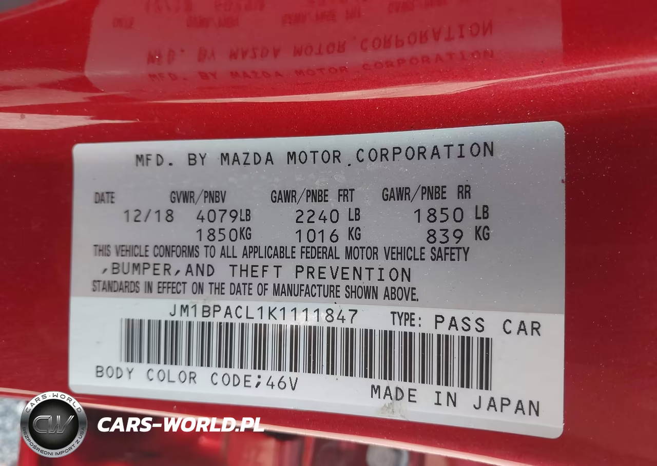 2019 Mazda Mazda3 Select Package VIN:JM1BPACL1K1111847 - 9