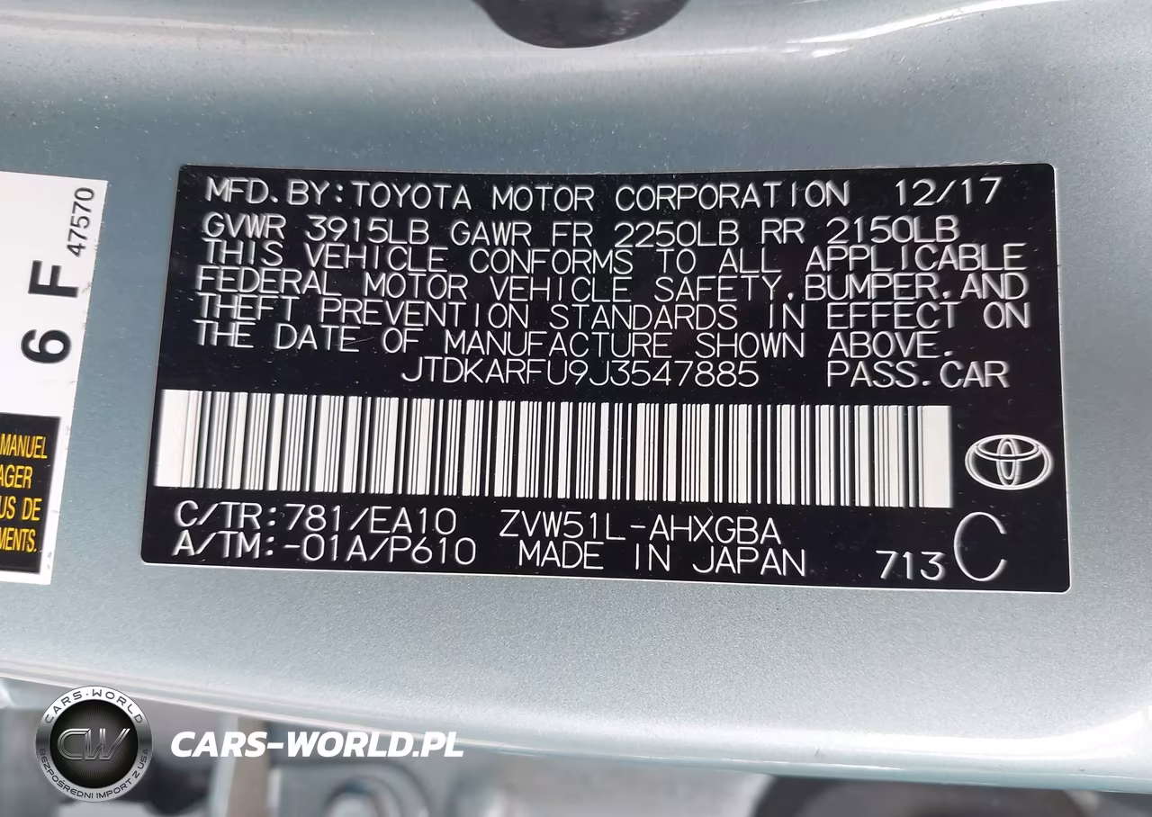2018 Toyota Prius Four VIN:JTDKARFU9J3547885 - 9