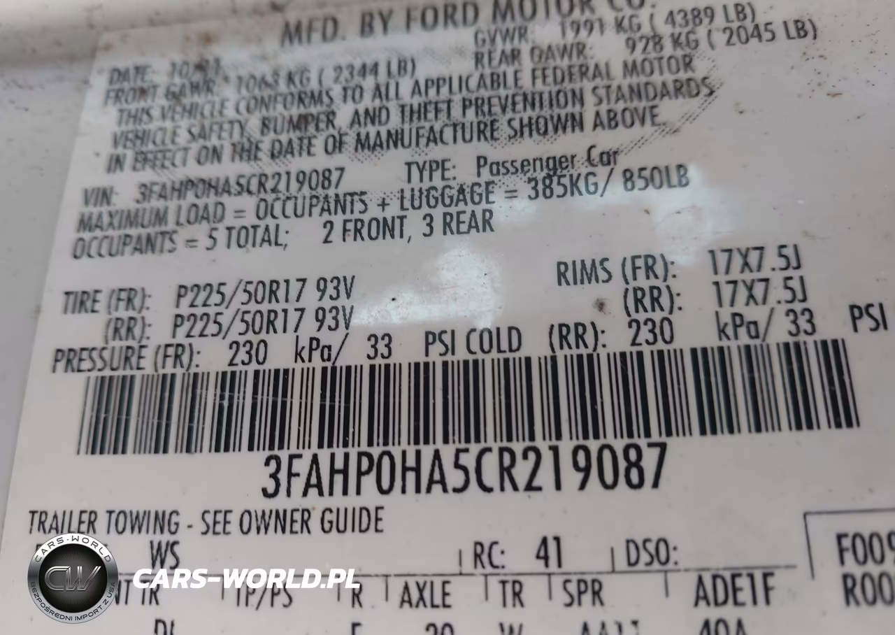 2012 Ford Fusion Se VIN:3FAHP0HA5CR219087 - 9