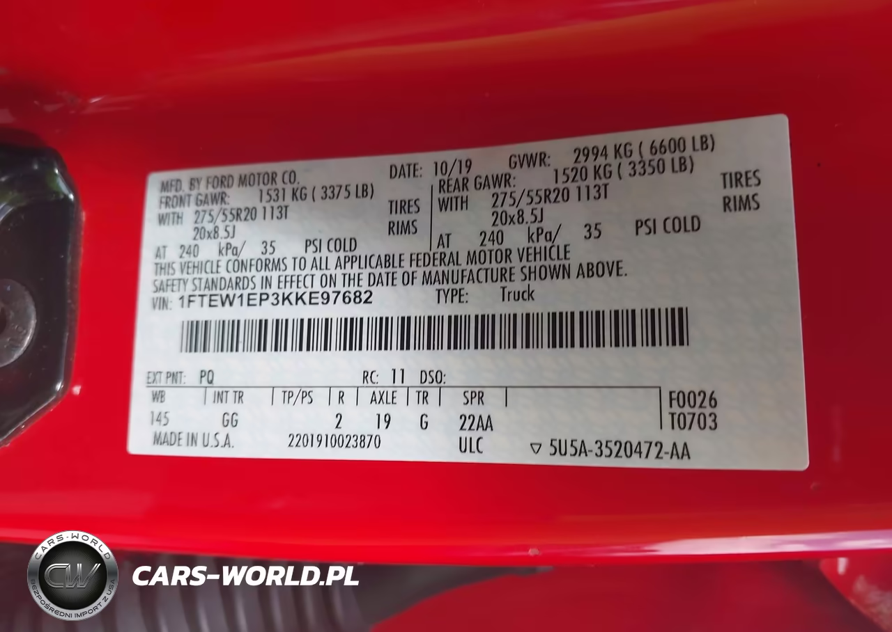 2019 Ford F-150 Xl VIN:1FTEW1EP3KKE97682 - 9
