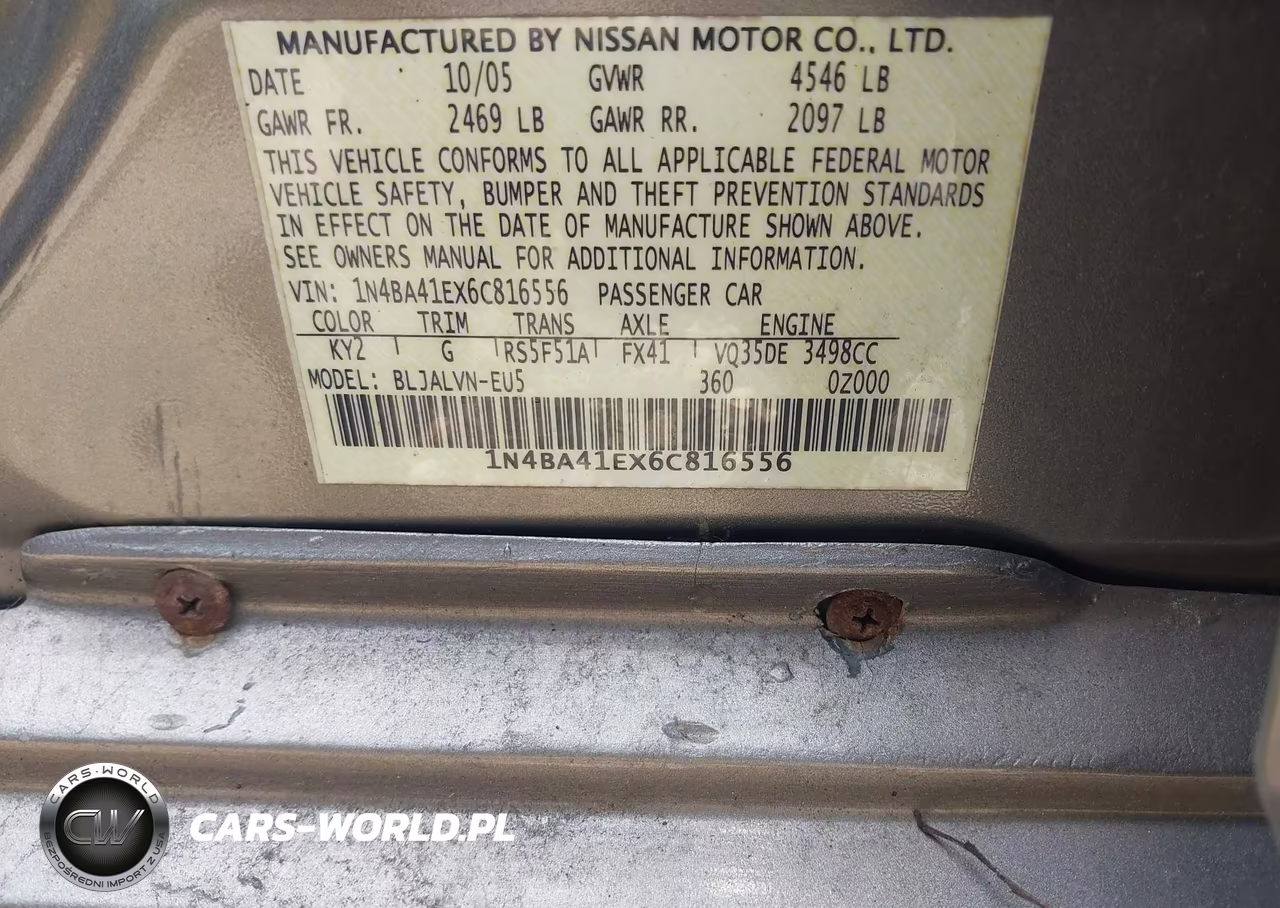 2006 Nissan Maxima 3.5 Se VIN:1N4BA41EX6C816556 - 9