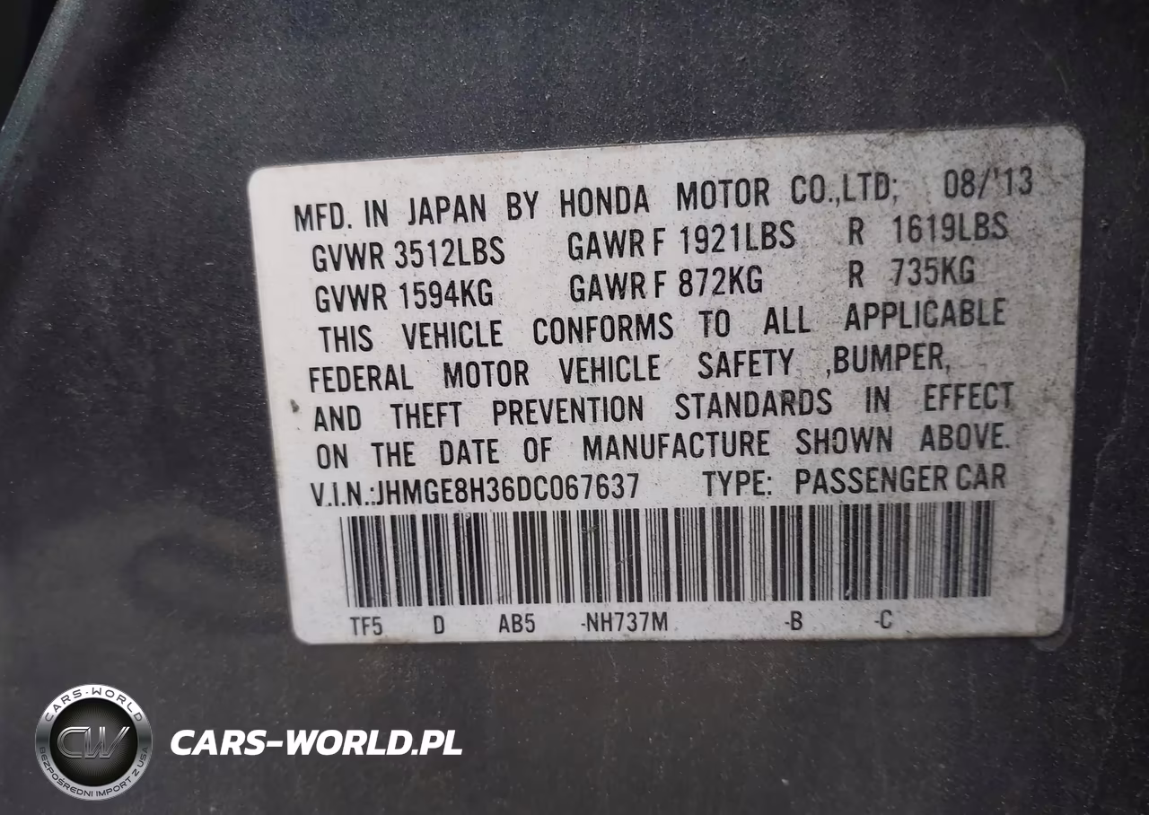 2013 Honda Fit VIN:JHMGE8H36DC067637 - 9