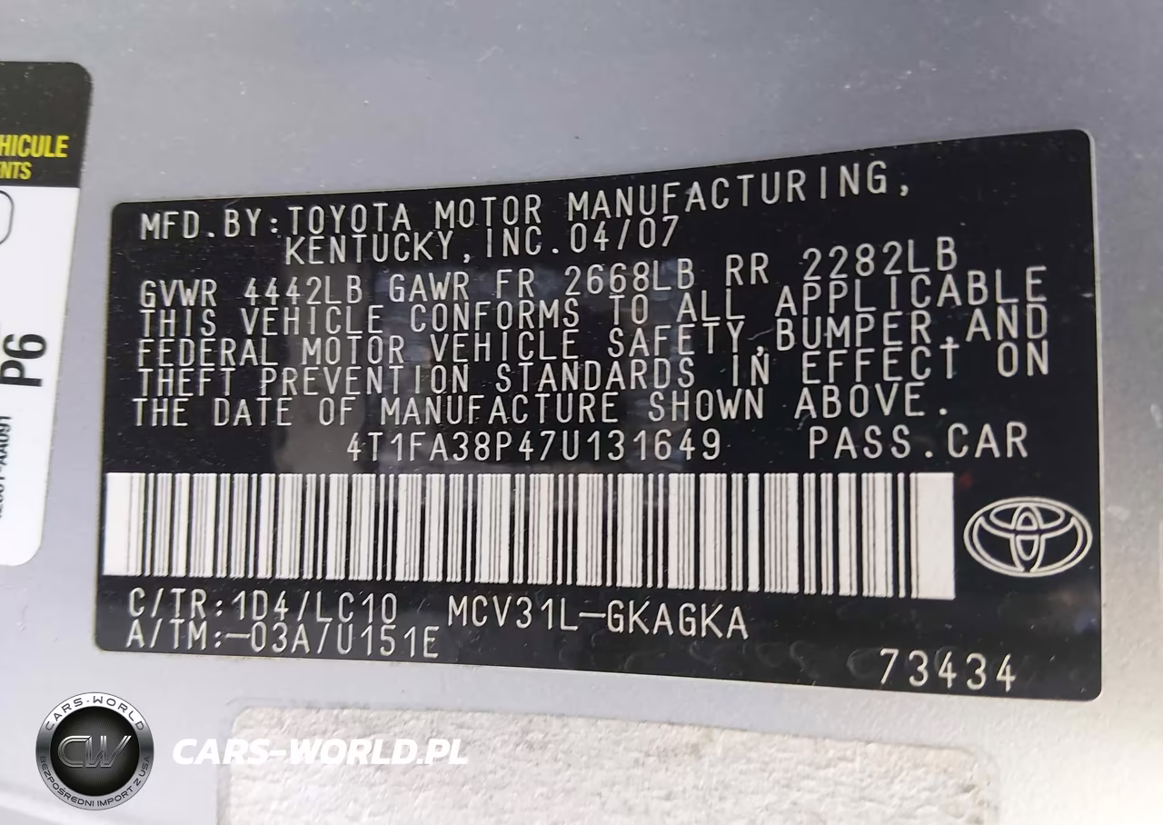 2007 Toyota Camry Solara Sle VIN:4T1FA38P47U131649 - 9