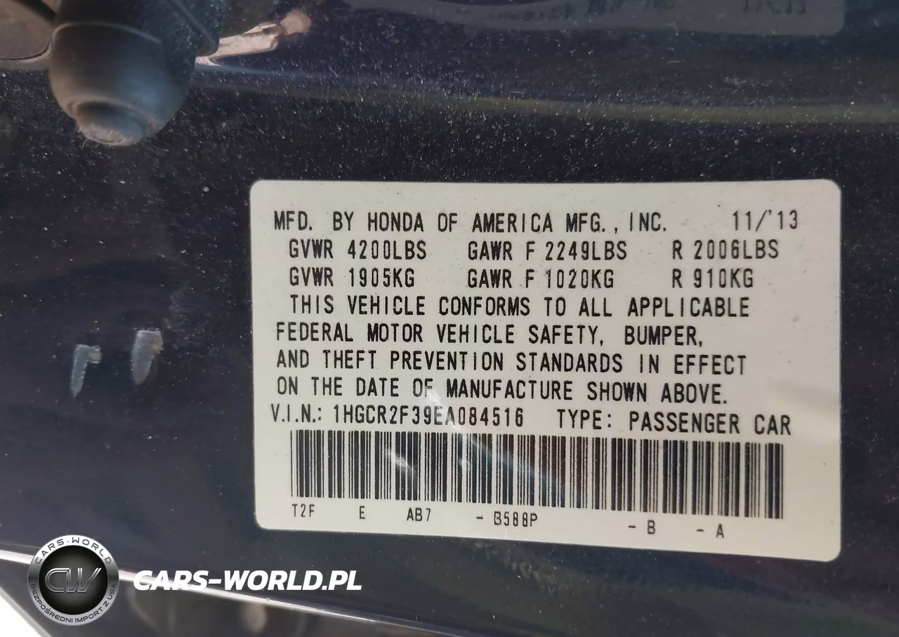 2014 Honda Accord Lx VIN:1HGCR2F39EA084516 - 9