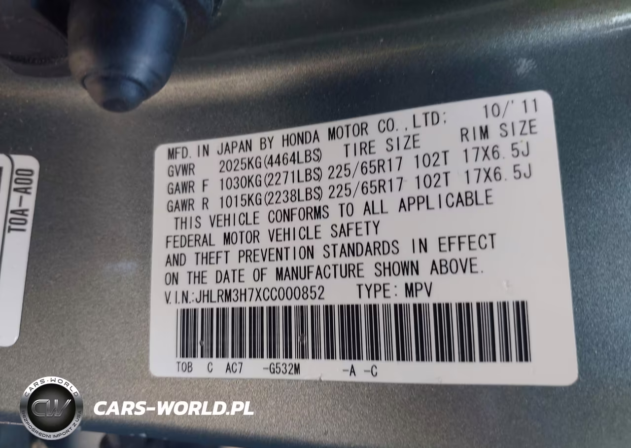 2012 Honda Cr-V Ex-L VIN:JHLRM3H7XCC000852 - 9
