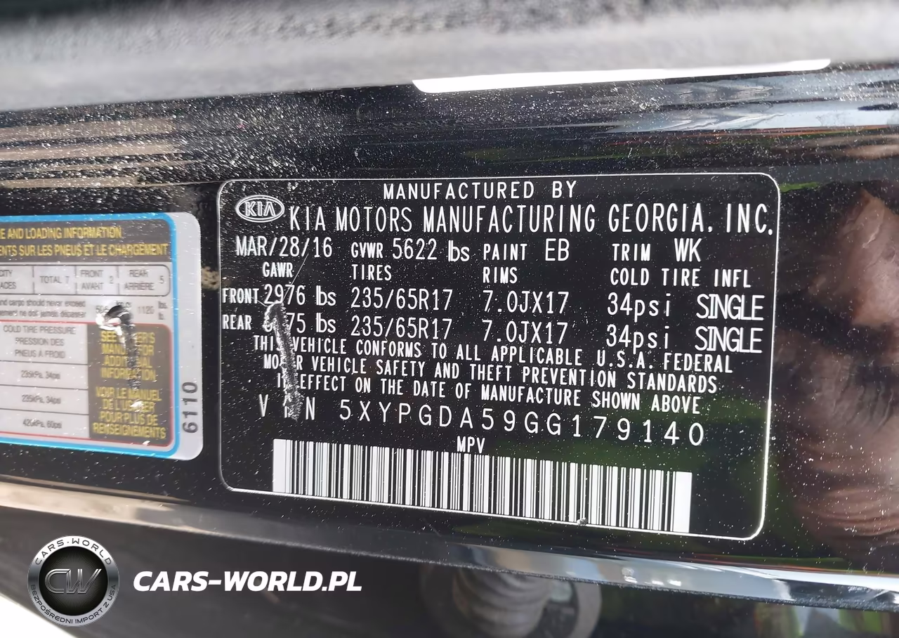2016 Kia Sorento 3.3L Lx VIN:5XYPGDA59GG179140 - 9