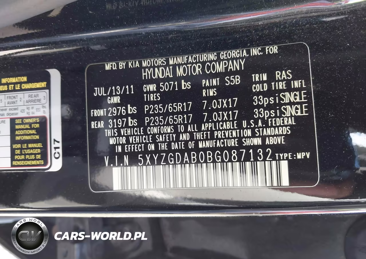 2011 Hyundai Santa Fe Gls VIN:5XYZGDAB0BG087132 - 9