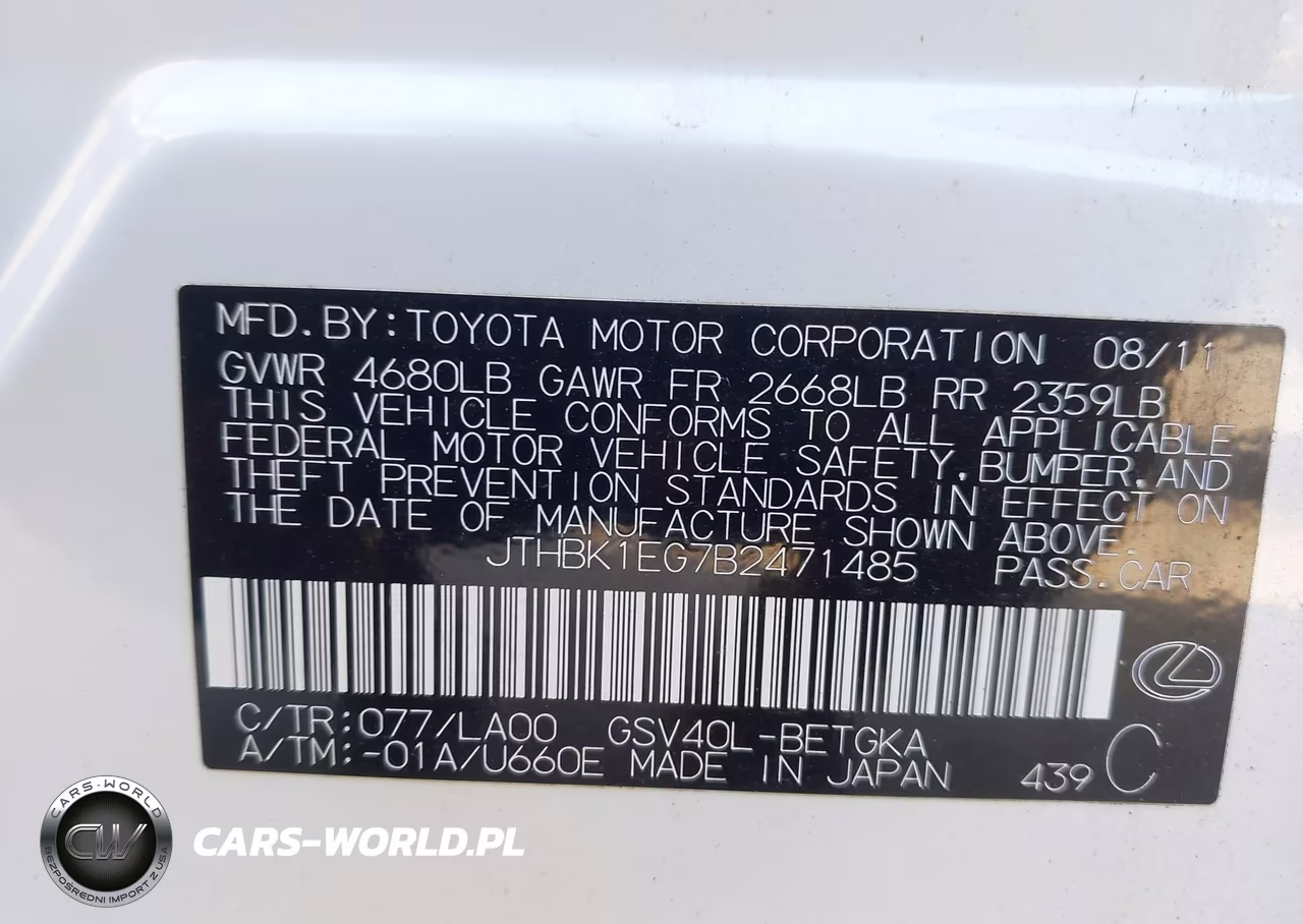 2011 Lexus Es 350 VIN:JTHBK1EG7B2471485 - 9