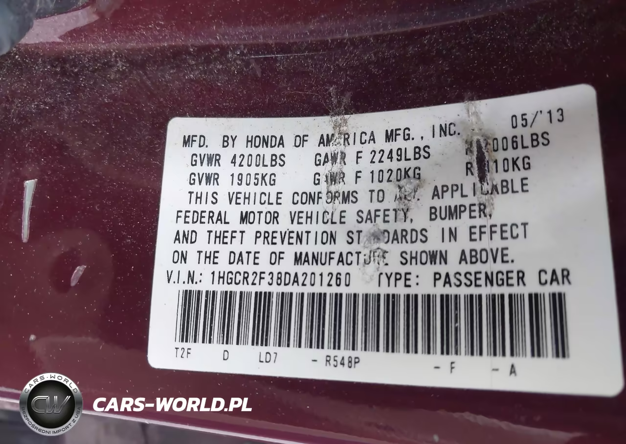2013 Honda Accord Lx VIN:1HGCR2F38DA201260 - 9