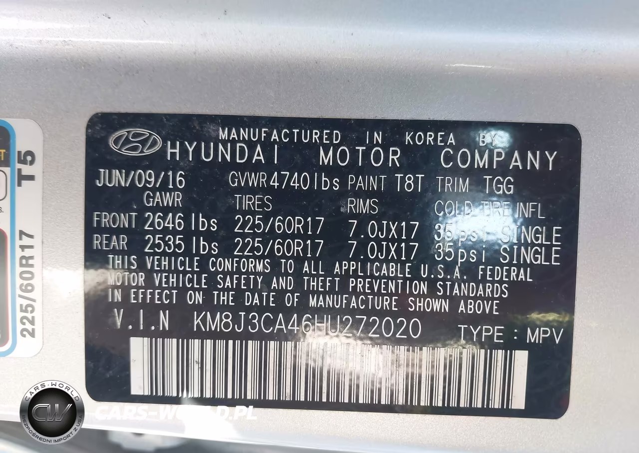 2017 Hyundai Tucson Se VIN:KM8J3CA46HU272020 - 9