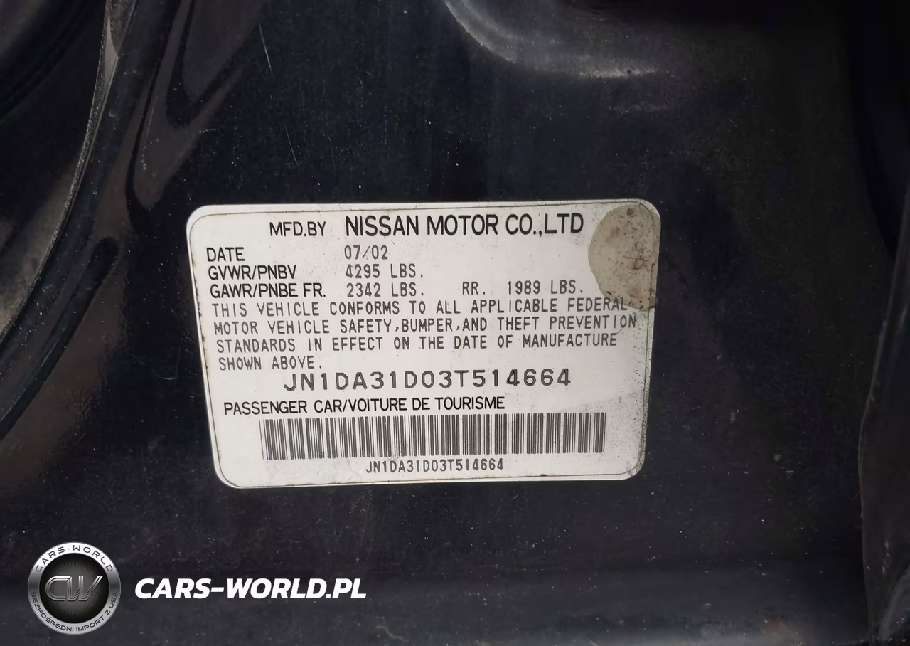 2003 Nissan Maxima Se VIN:JN1DA31D03T514664 - 9