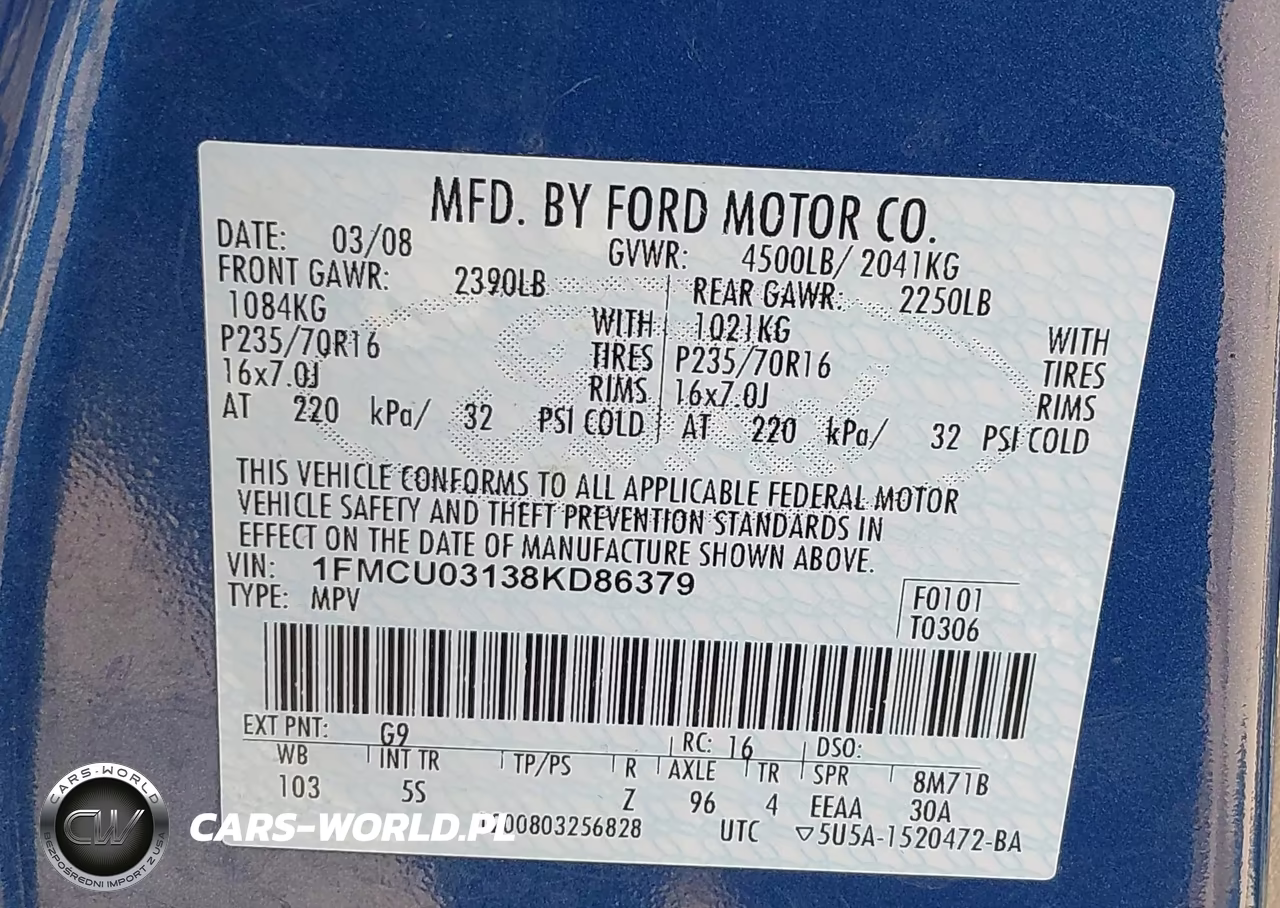 2008 Ford Escape Xlt VIN:1FMCU03138KD86379 - 9