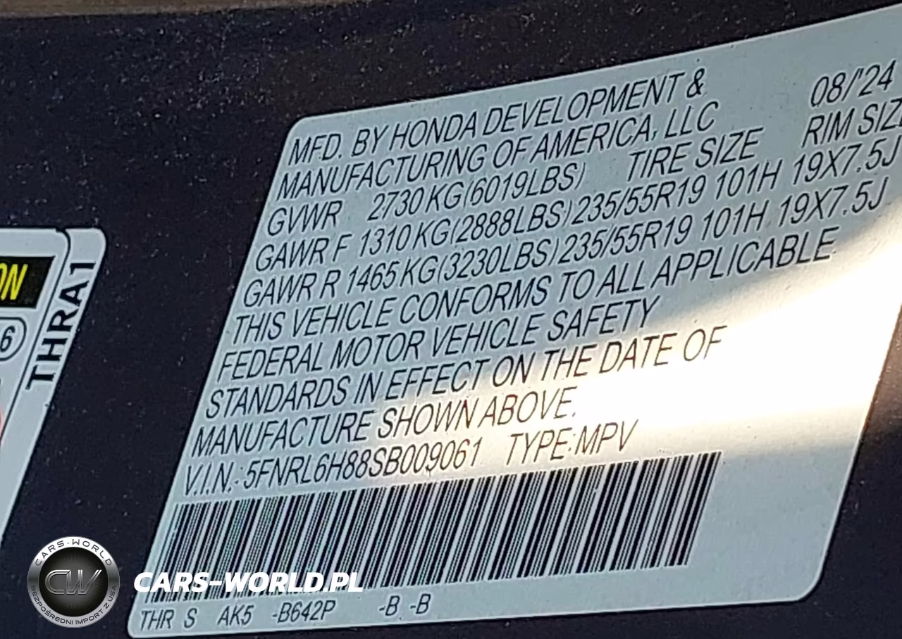 2025 Honda Odyssey Touring VIN:5FNRL6H88SB009061 - 9