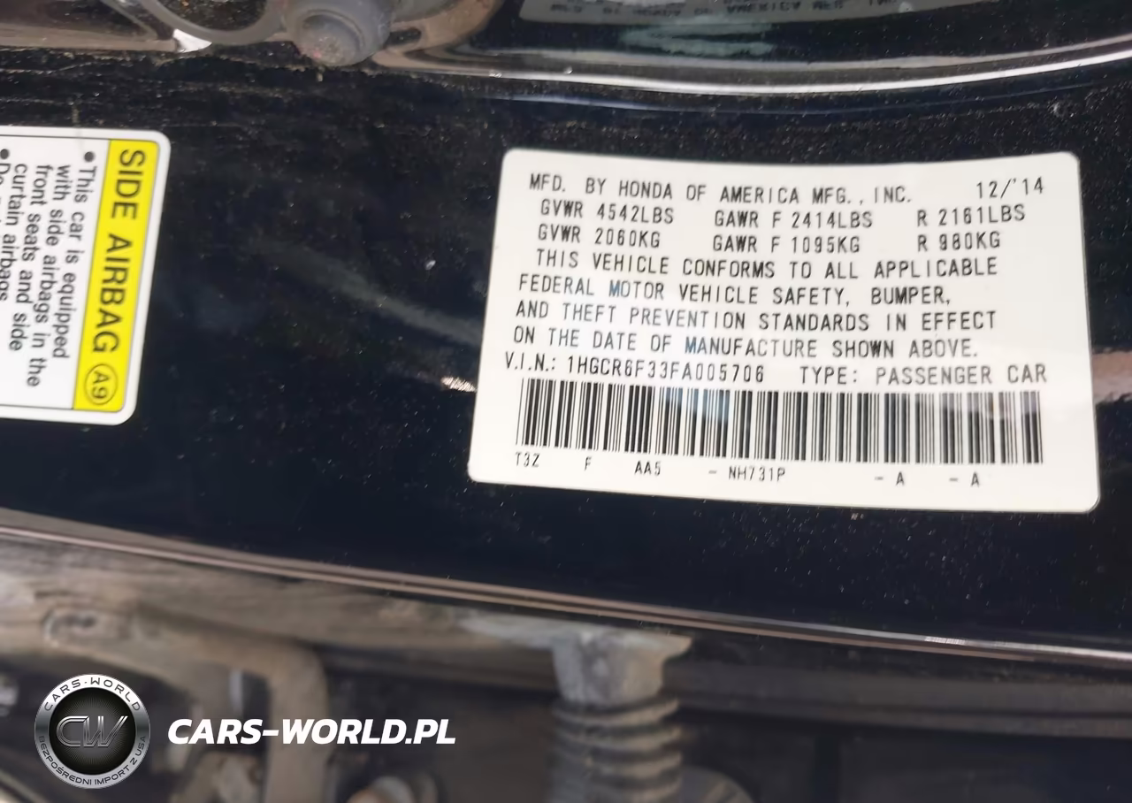 2015 Honda Accord Hybrid VIN:1HGCR6F33FA005706 - 9