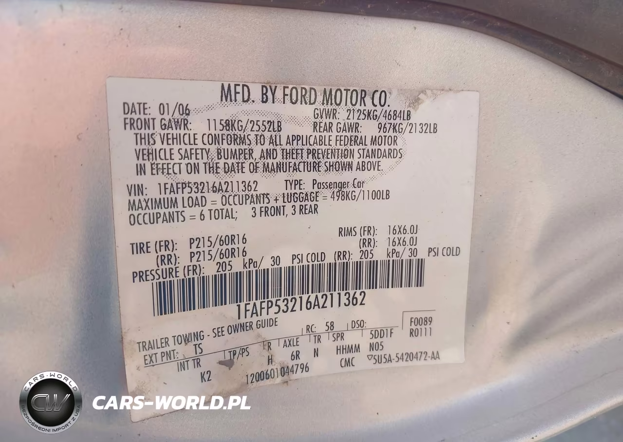 2006 Ford Taurus Se VIN:1FAFP53216A211362 - 9