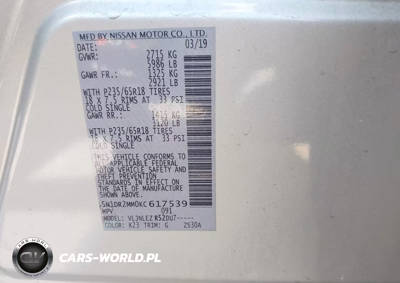 2019 Nissan Pathfinder Sv VIN:5N1DR2MM0KC617539 - 9