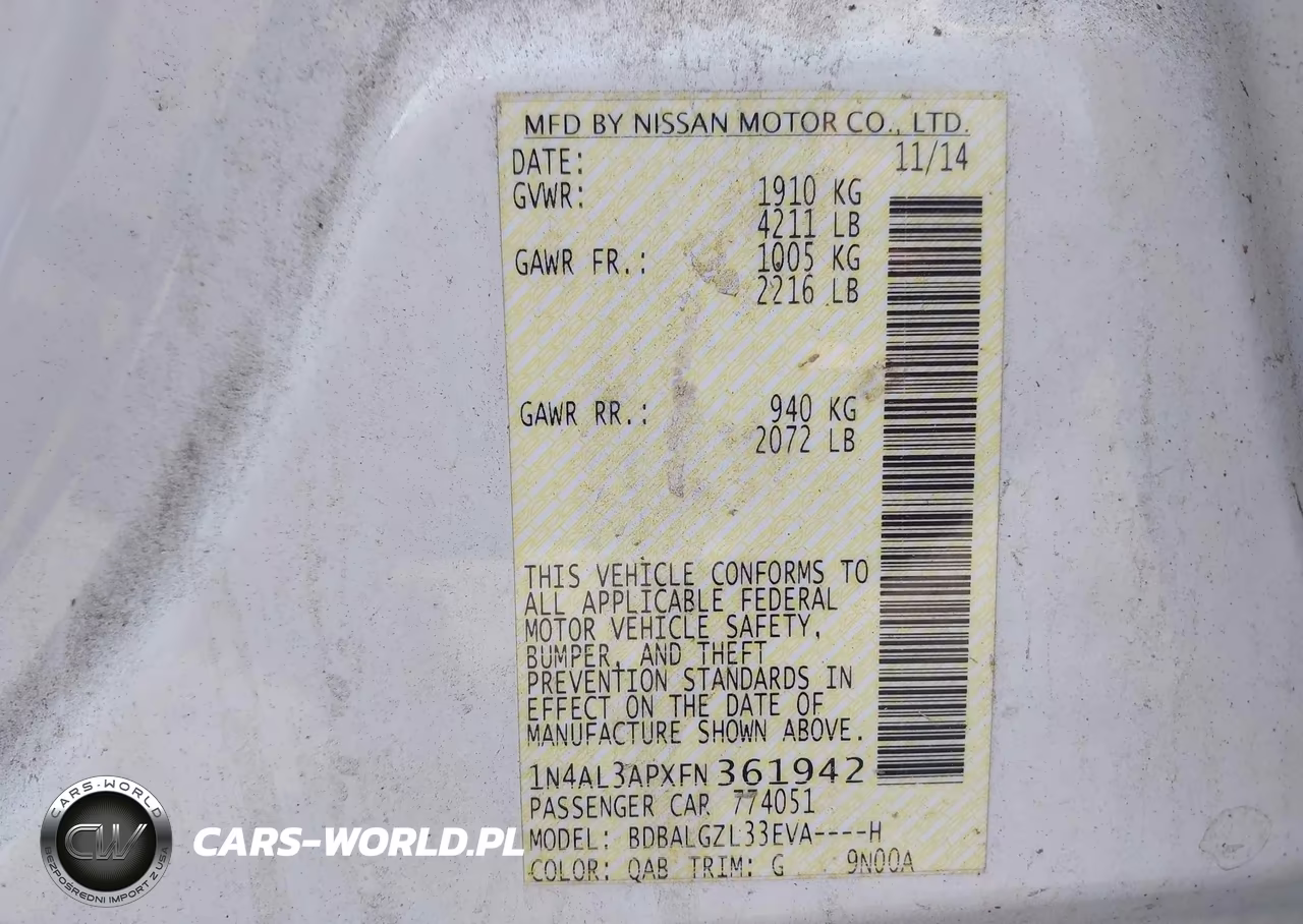 2015 Nissan Altima 2.5 S VIN:1N4AL3APXFN361942 - 9