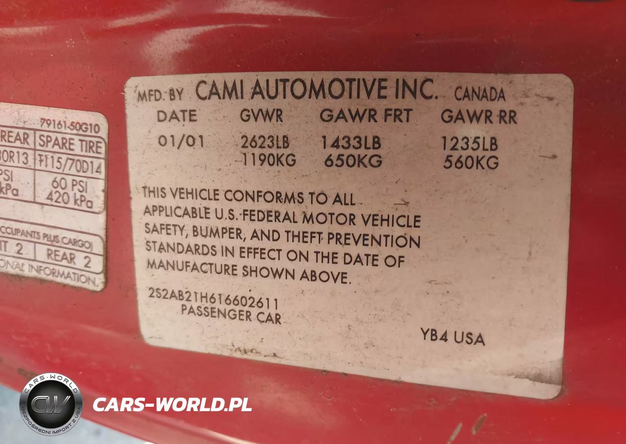 2001 Suzuki Swift Ga-Gl VIN:2S2AB21H616602611 - 9