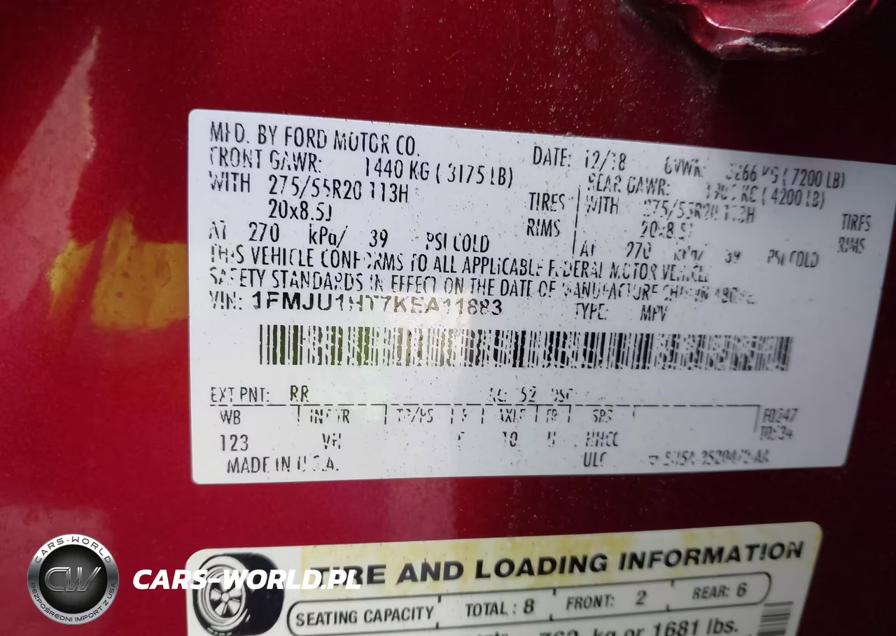 2019 Ford Expedition Xlt VIN:1FMJU1HT7KEA11883 - 9