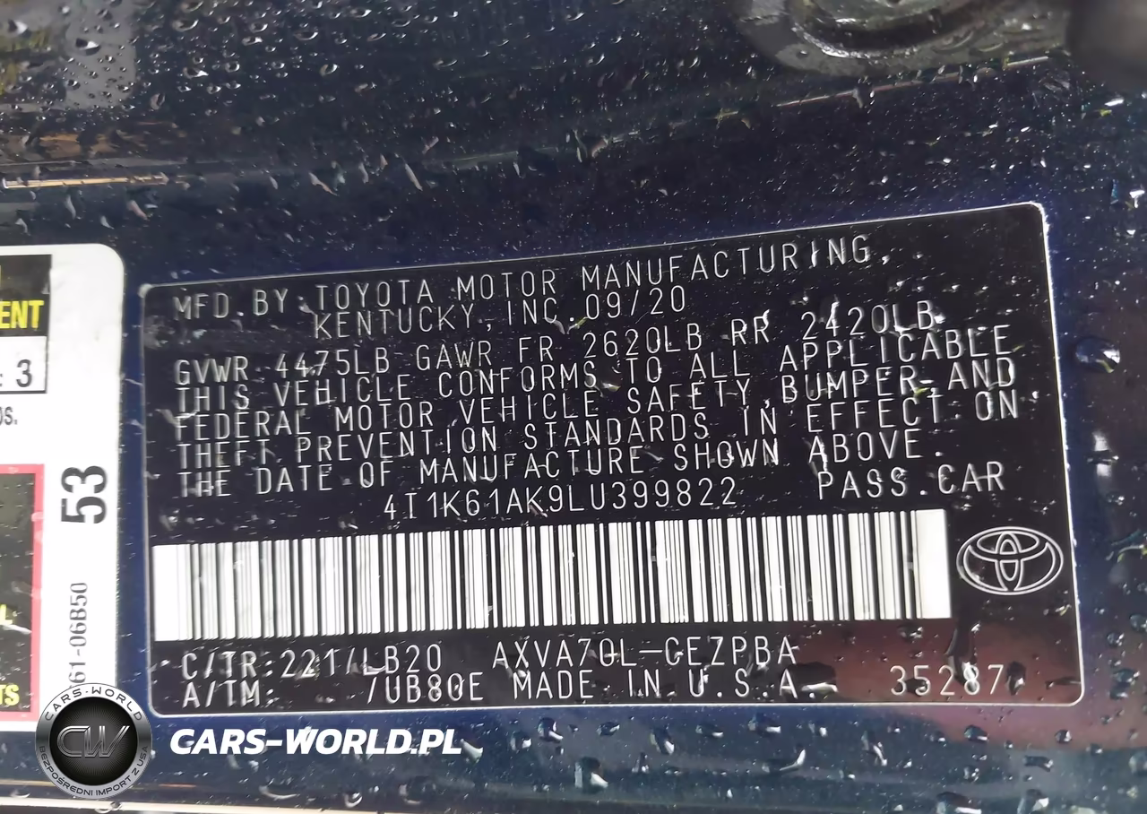2020 Toyota Camry Xse VIN:4T1K61AK9LU399822 - 9