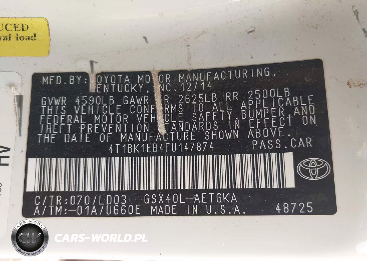 2015 Toyota Avalon Xle VIN:4T1BK1EB4FU147874 - 9