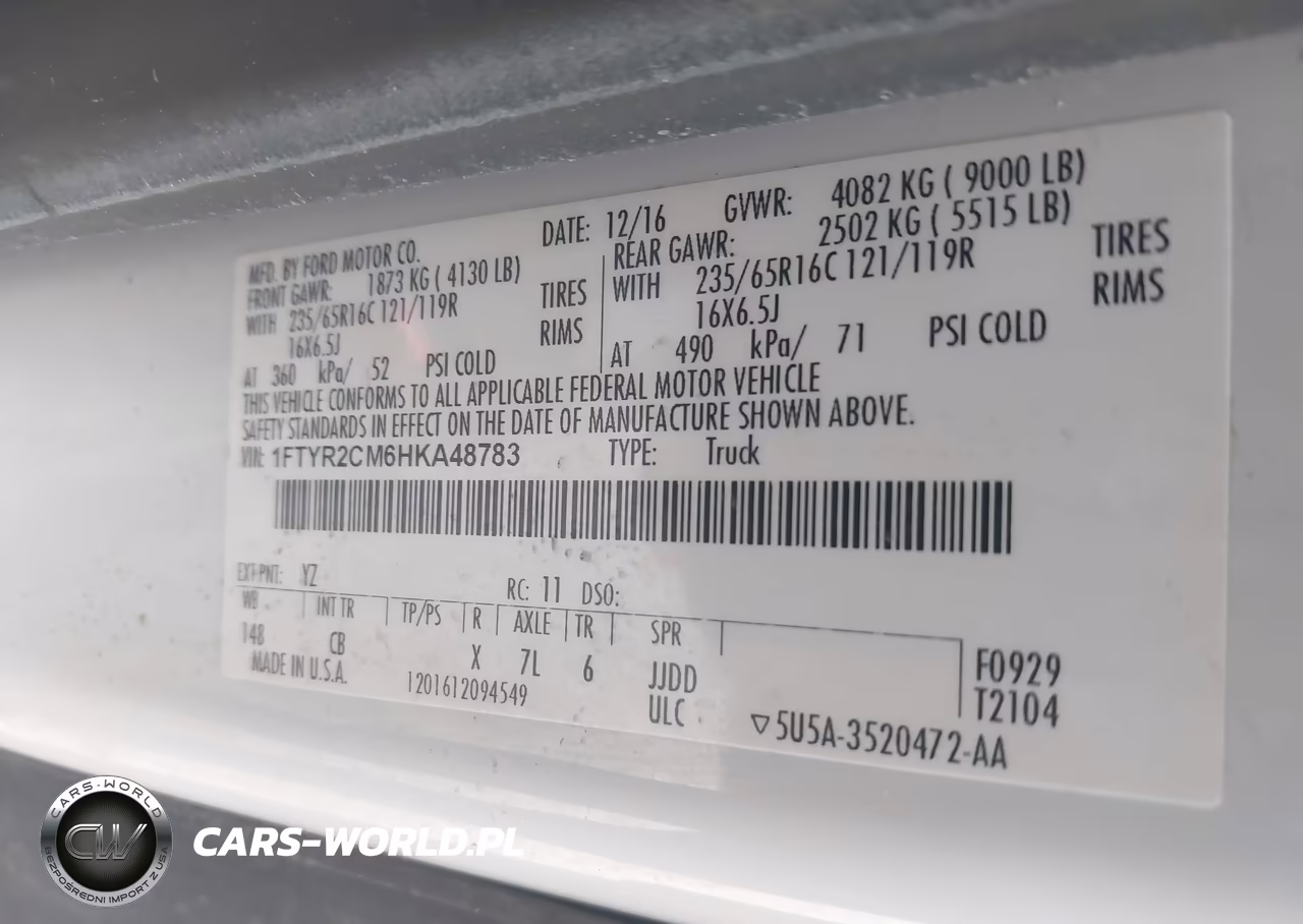 2017 Ford Transit-250 VIN:1FTYR2CM6HKA48783 - 9