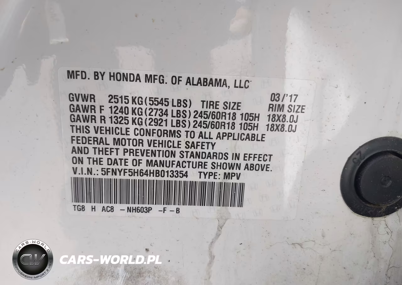 2017 Honda Pilot Ex-L VIN:5FNYF5H64HB013354 - 9