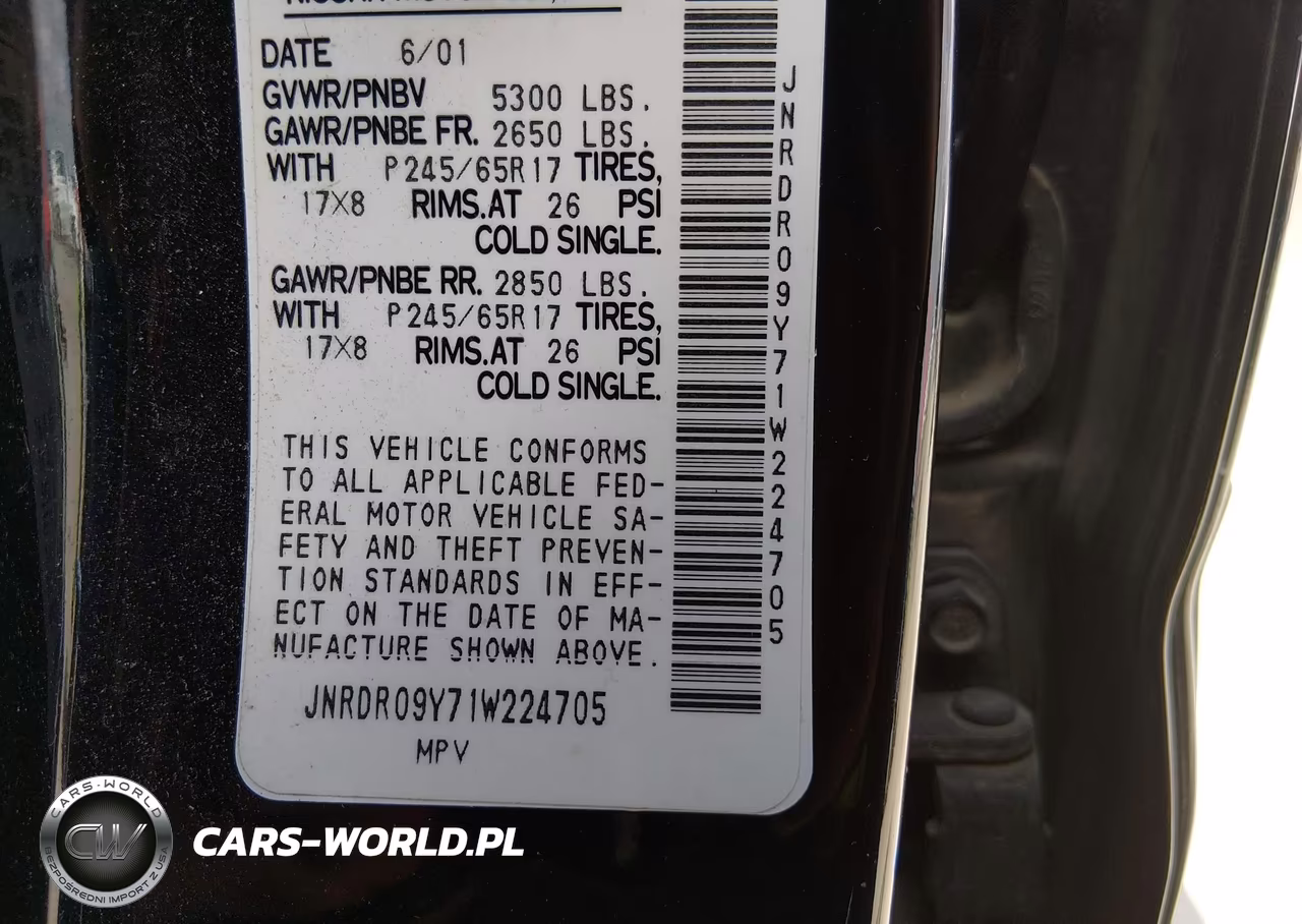 2001 Infiniti Qx4 Luxury VIN:JNRDR09Y71W224705 - 9