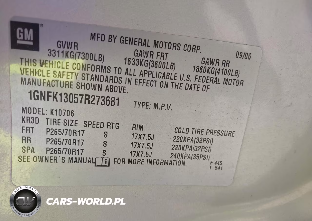 2007 Chevrolet Tahoe Lt VIN:1GNFK13057R273681 - 9