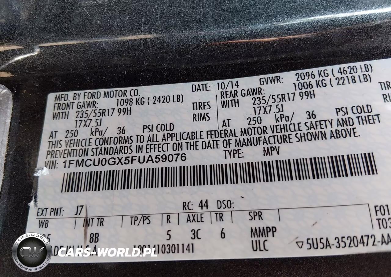 2015 Ford Escape Se VIN:1FMCU0GX5FUA59076 - 9