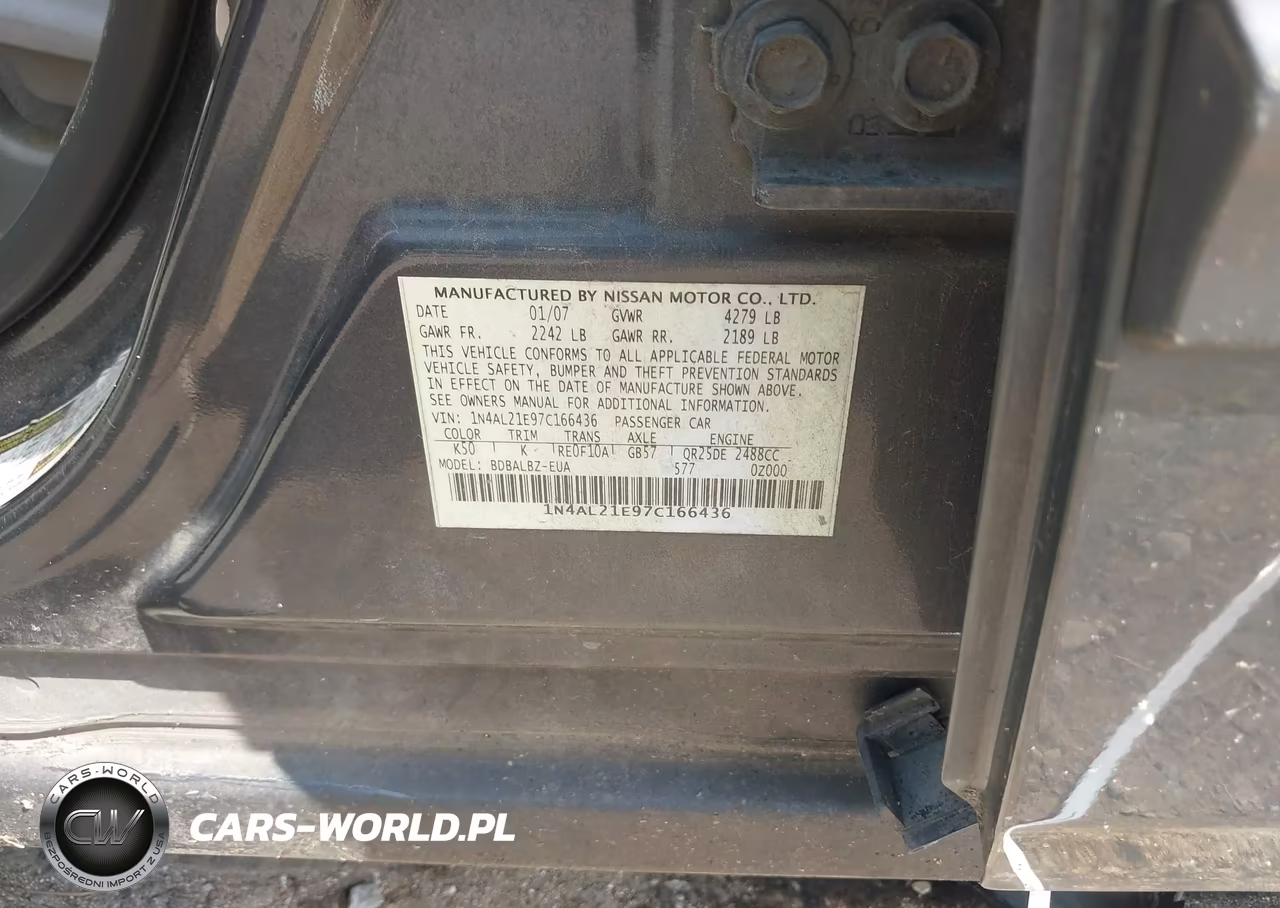2007 Nissan Altima 2.5 S VIN:1N4AL21E97C166436 - 9
