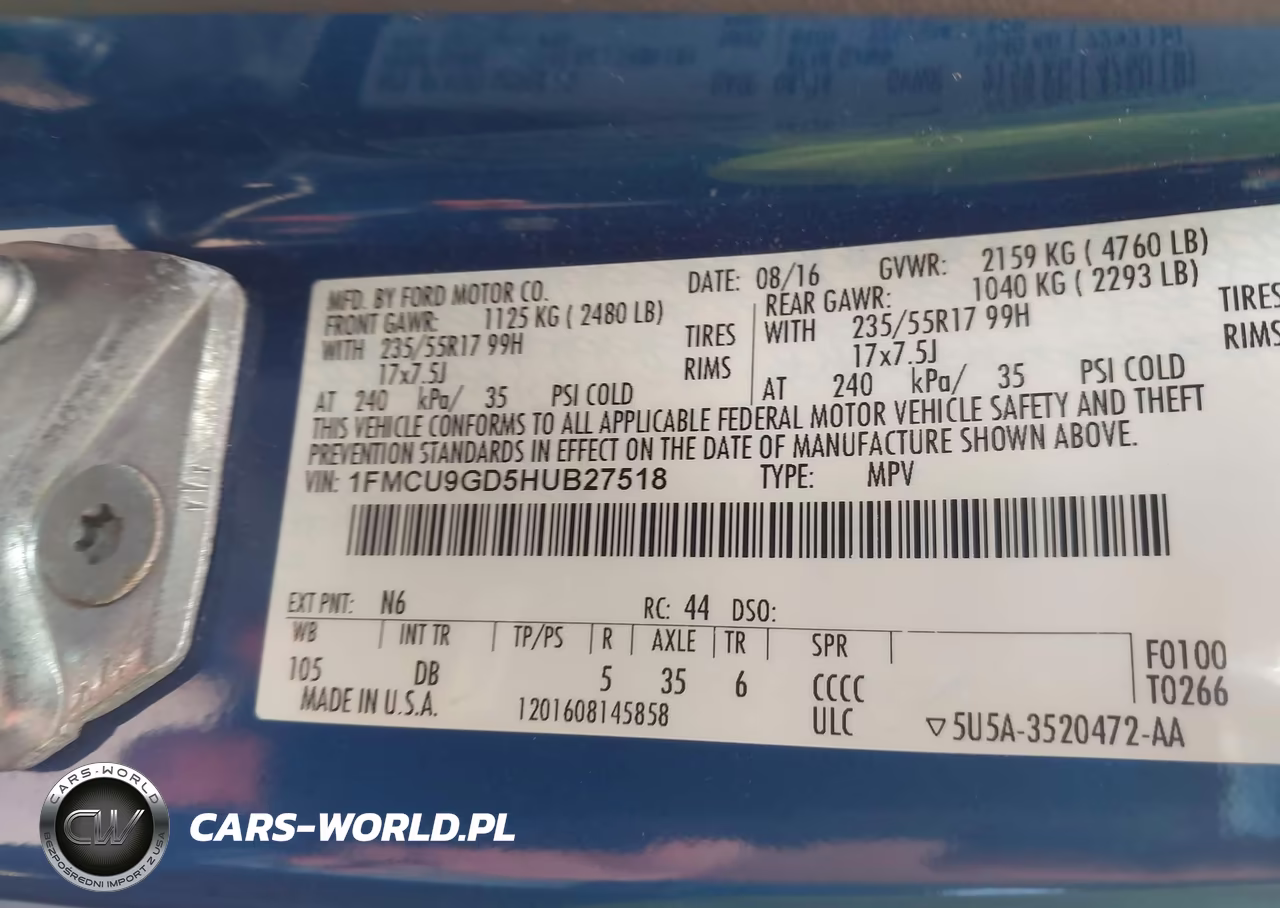 2017 Ford Escape Se VIN:1FMCU9GD5HUB27518 - 9