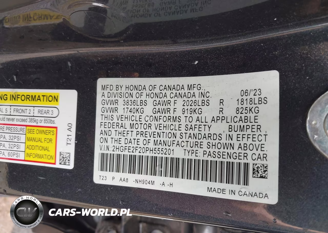2023 Honda Civic Lx VIN:2HGFE2F20PH555201 - 9