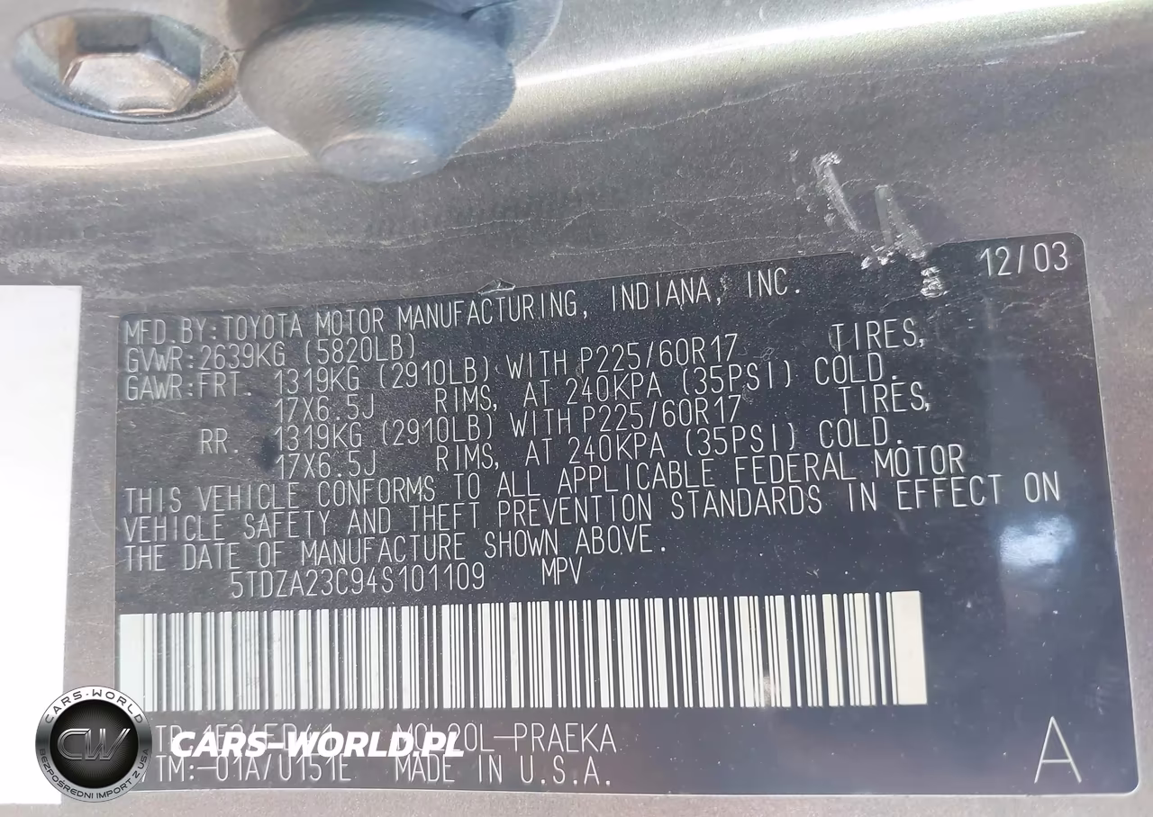 2004 Toyota Sienna Ce VIN:5TDZA23C94S101109 - 9