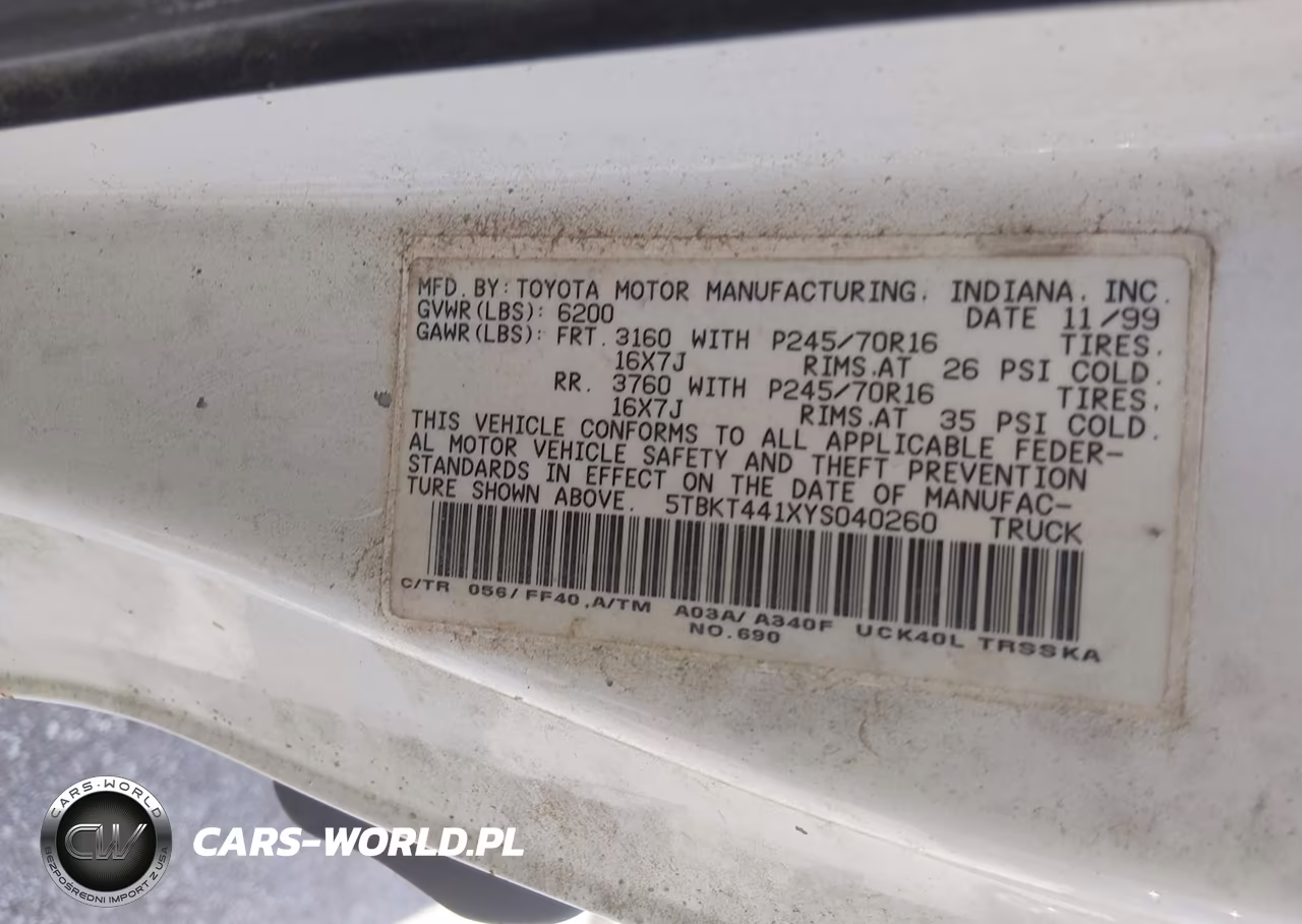 2000 Toyota Tundra Sr5 V8 VIN:5TBKT441XYS040260 - 9