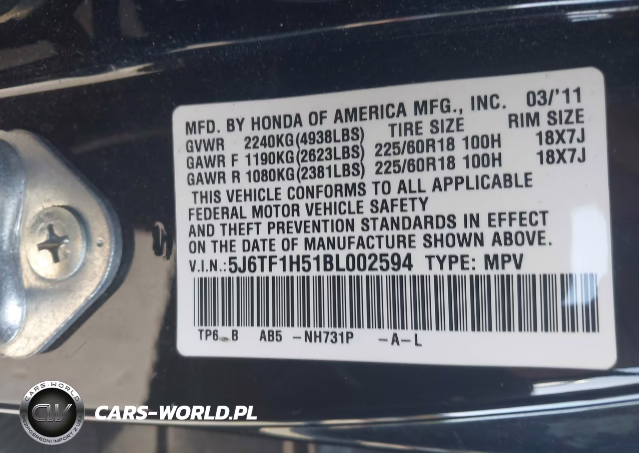 2011 Honda Accord Crosstour Ex-L VIN:5J6TF1H51BL002594 - 9