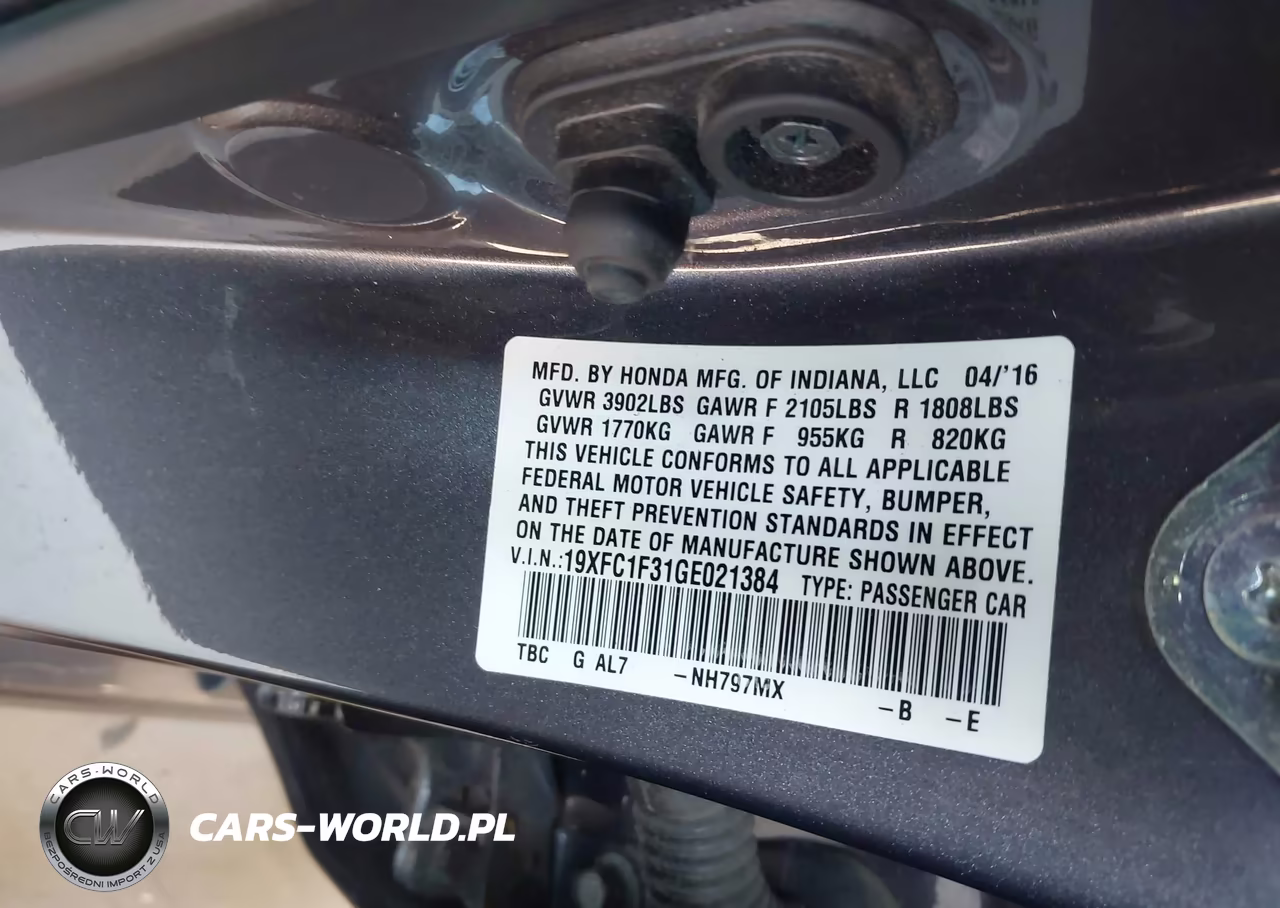 2016 Honda Civic Ex-T VIN:19XFC1F31GE021384 - 9